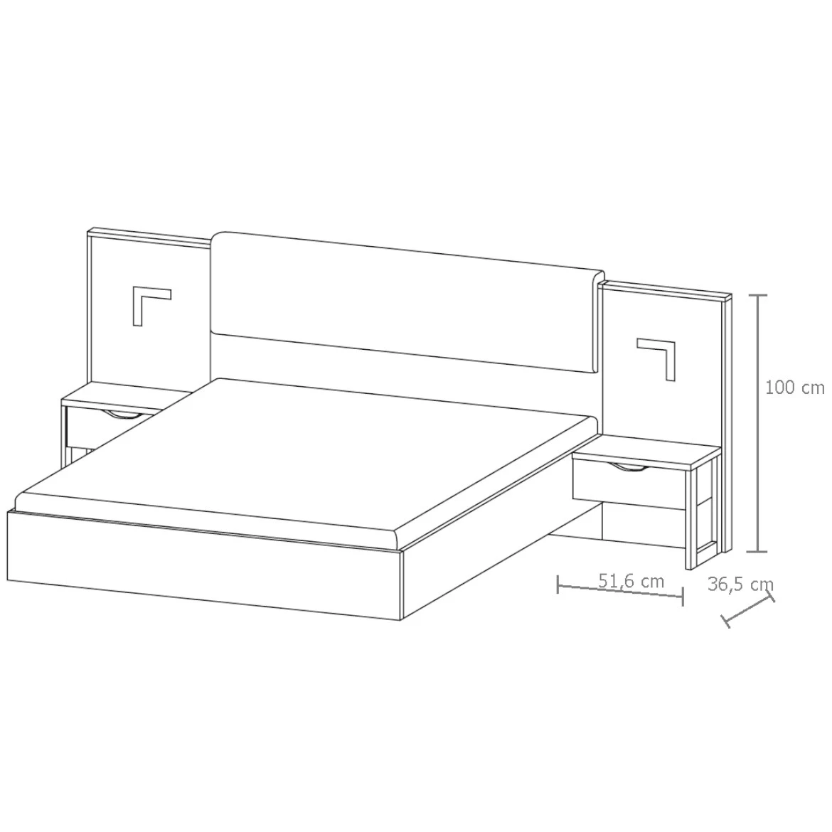 Arden nocni ormaric set 2 komada sa rasvetom 51,6x36,5x100 tamno natural / grafitno siva