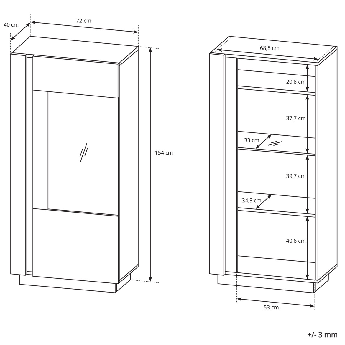 Regal  Arco 270 1x40x193 5 bela visoki sjaj/natur