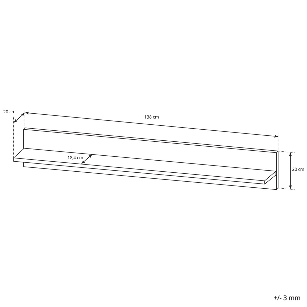 Regal  Arco 270 1x40x193 5 bela visoki sjaj/natur