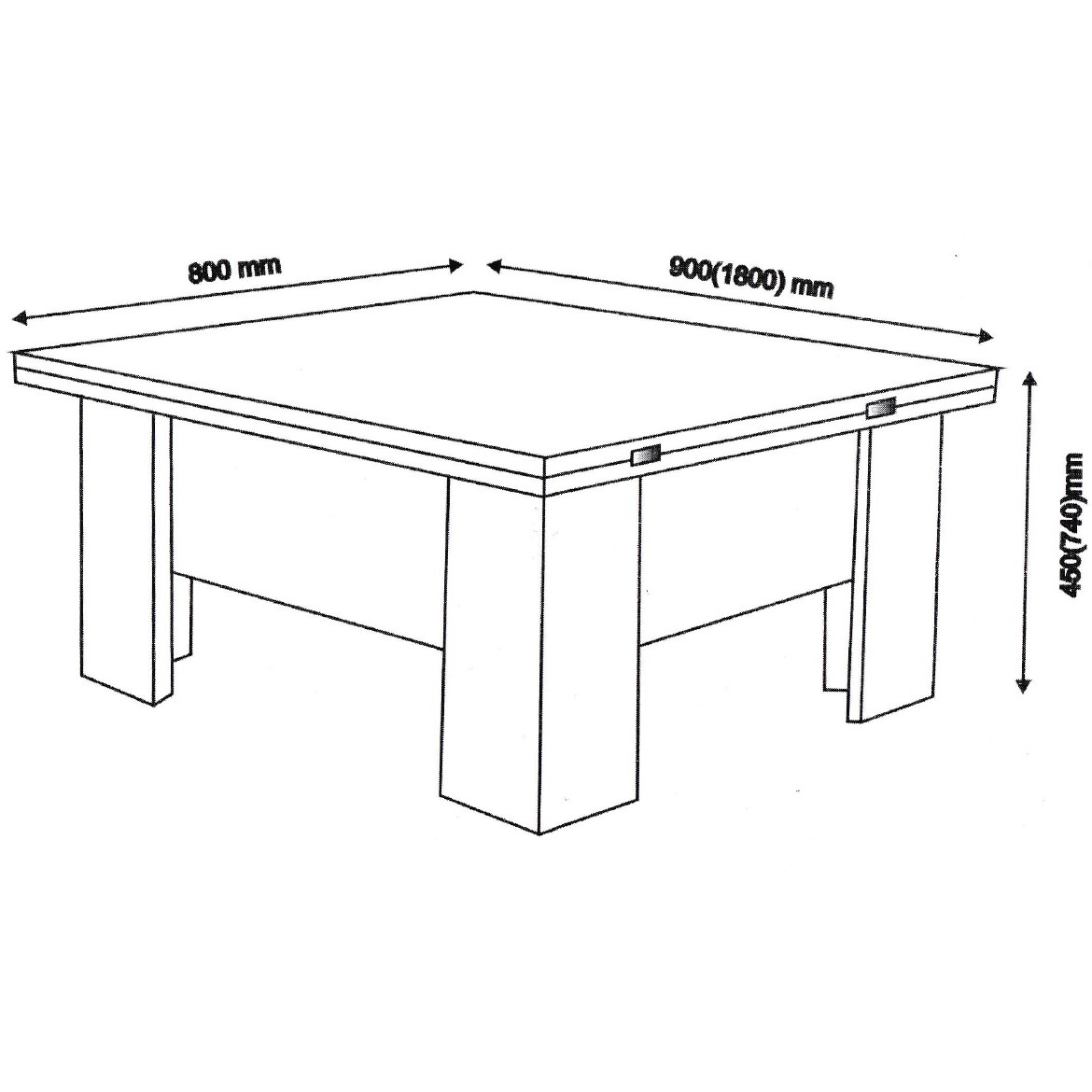 Klub sto Sara 90(180)x80x45 cm beli