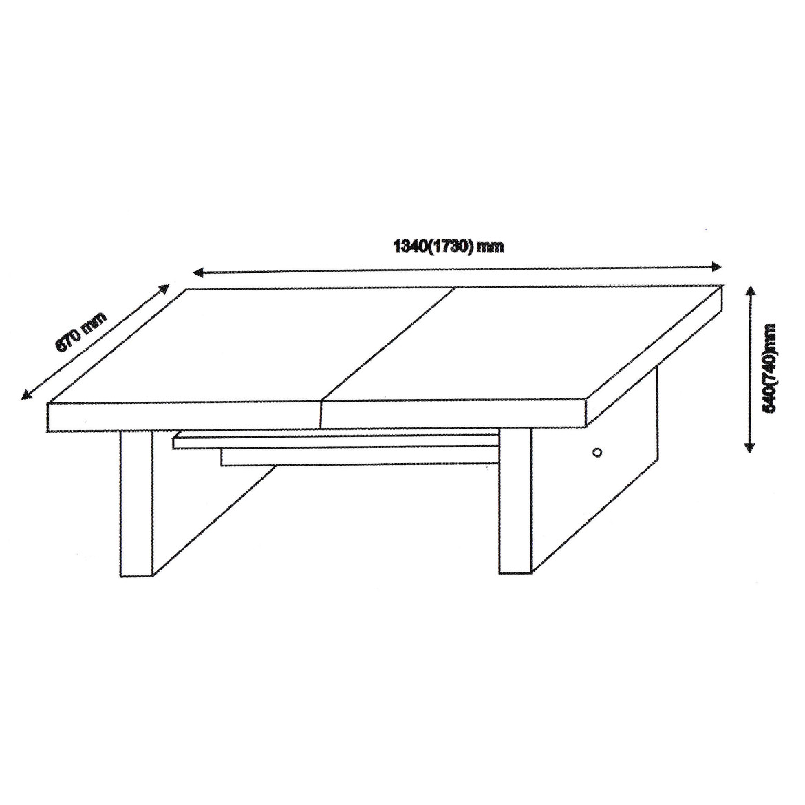 Klub sto Atena 1 polica 134(173)x67x53 cm sivi hrast