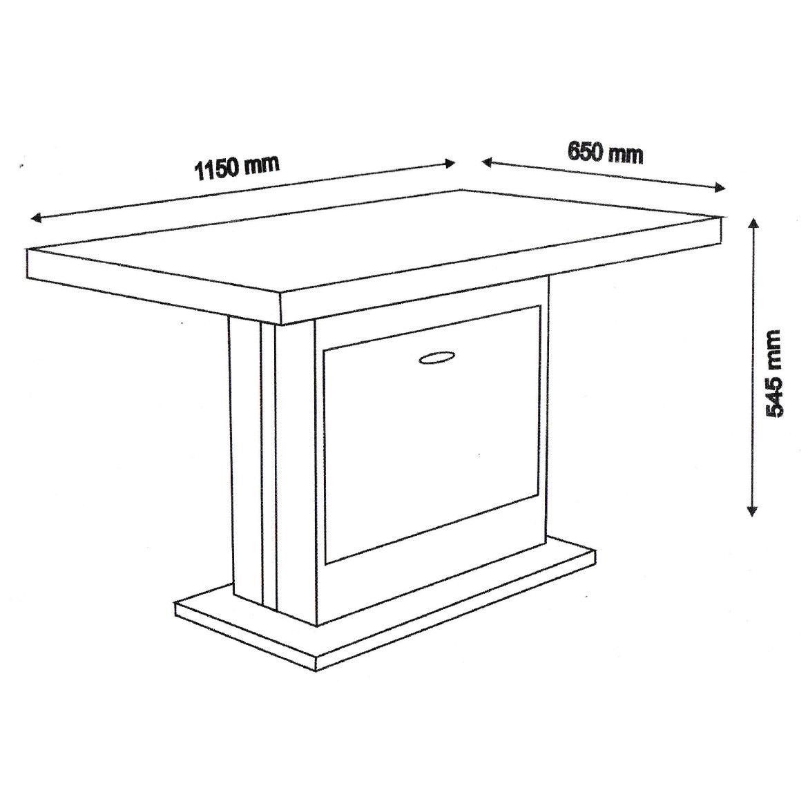 Klub sto Rosa 1 vrata 115x65x54,5 cm kesten