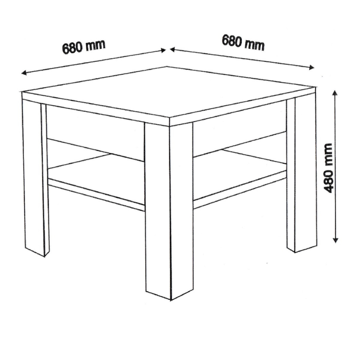 Klub sto Pablo 1 polica 68x68x48 cm natur