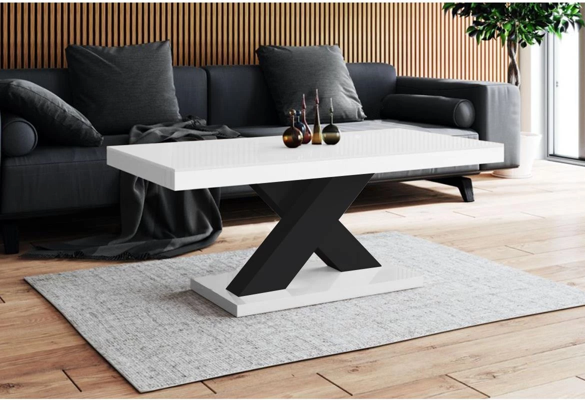 Klub sto Ksena 109x60x59 cm crni/beli visoki sjaj