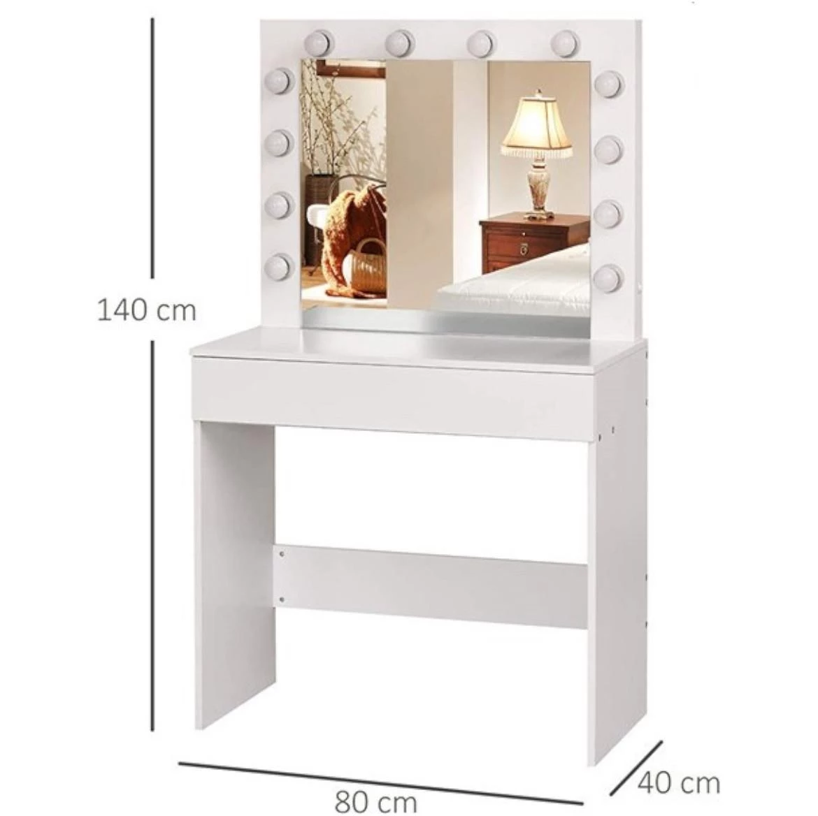 Malmo toaletni sto 80x40x140 cm beli