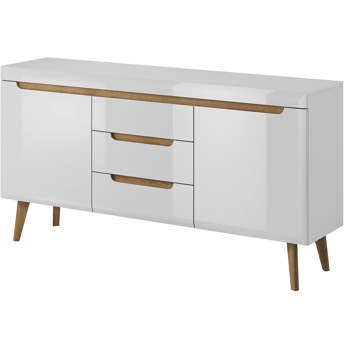 Nordi komoda 2 vrata+3 ladice 160x40x83  bijela/natur
