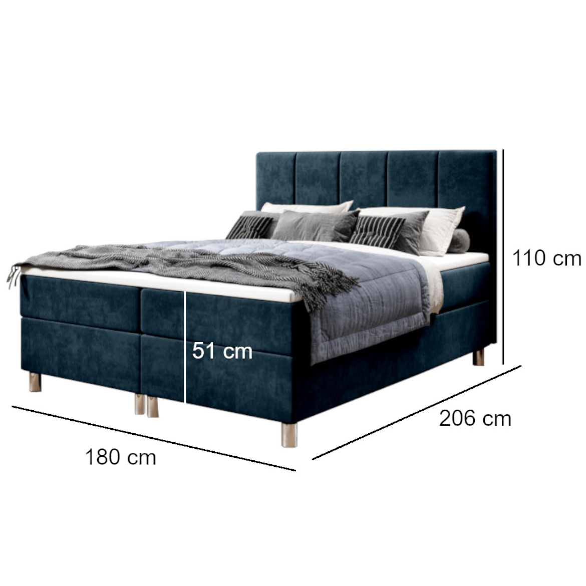 Krevet Calipso sa 2 prostora za odlaganje 180x206x110 cm plavi