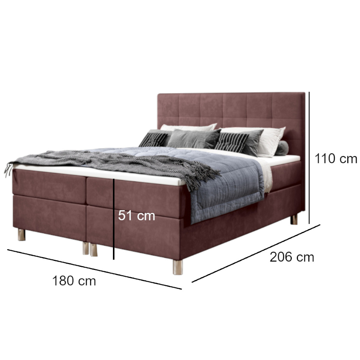Krevet Calipso sa 2 prostora za odlaganje 180x206x110 cm roze