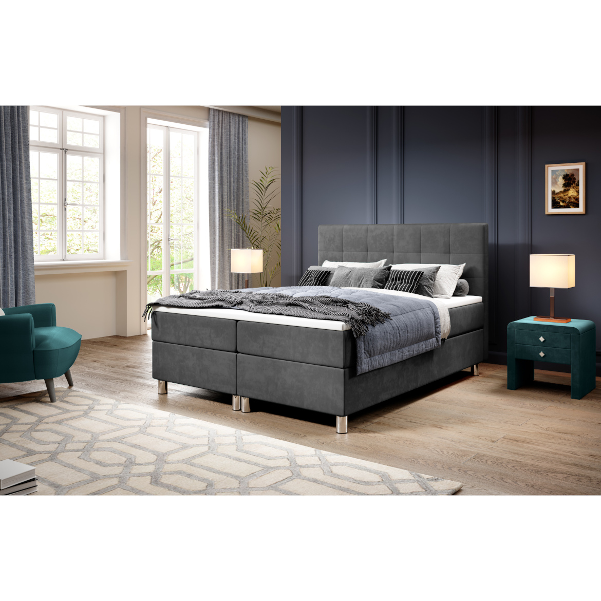 Krevet Calipso sa 2 prostora za odlaganje 180x206x110 cm sivi