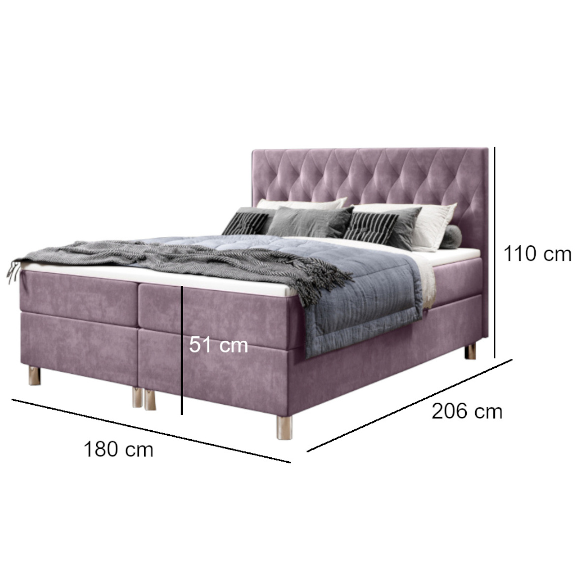 Krevet Calipso sa 2 prostora za odlaganje 180x206x110 cm roze