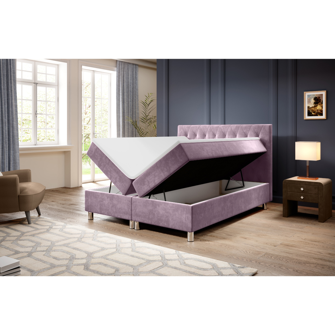 Krevet Calipso sa 2 prostora za odlaganje 180x206x110 cm roze