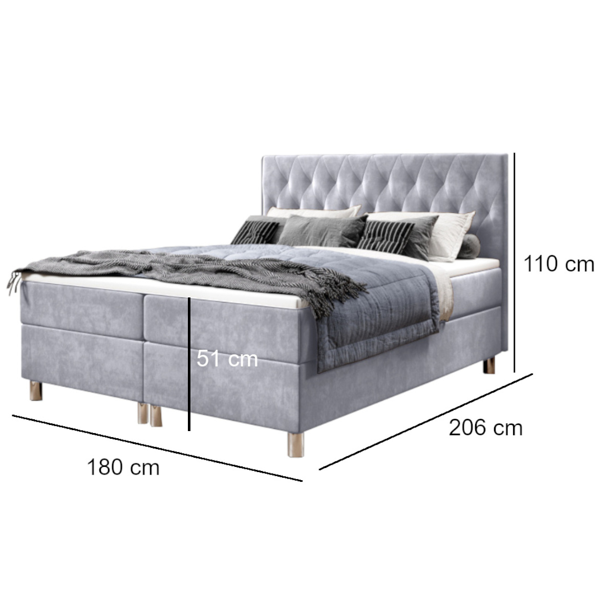 Calipso krevet s 2 spremnika 180x206x110 cm, sivi