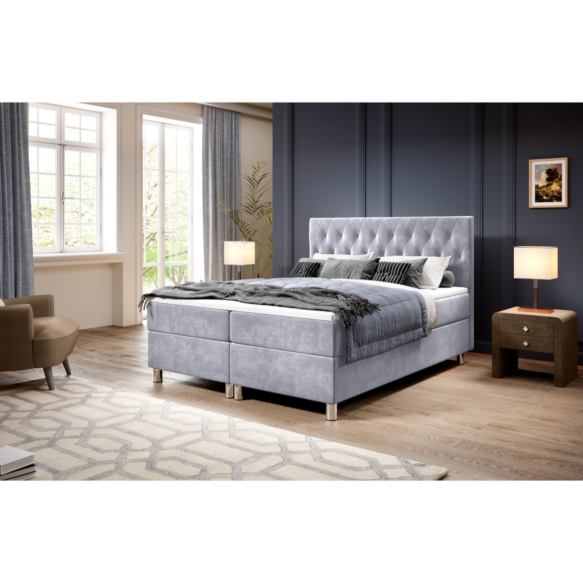 Calipso krevet s 2 spremnika 180x206x110 cm, sivi