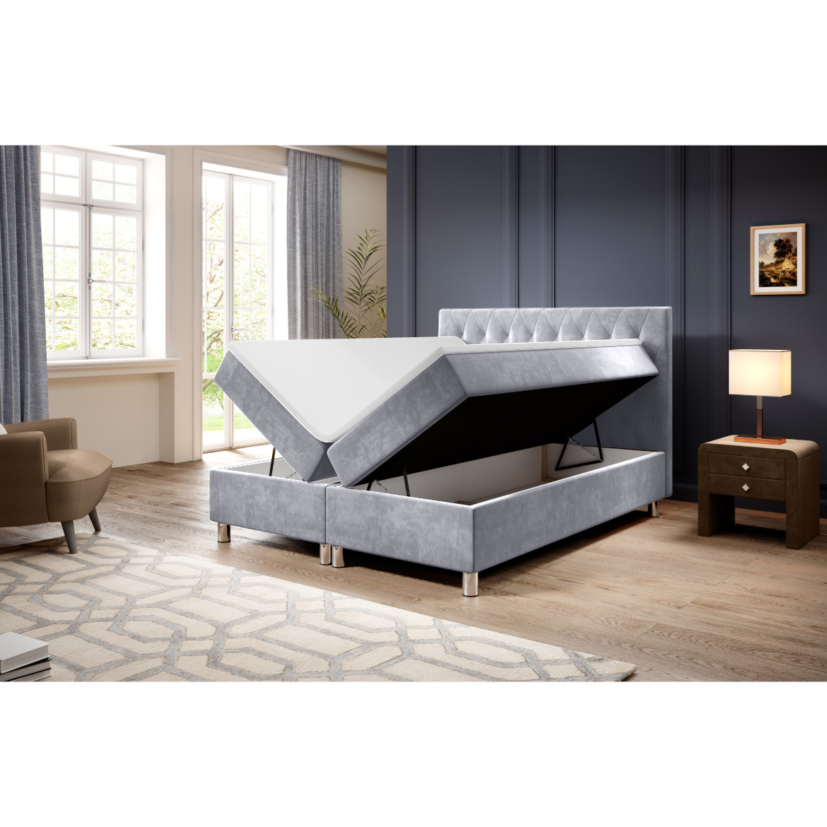 Calipso krevet s 2 spremnika 180x206x110 cm, sivi
