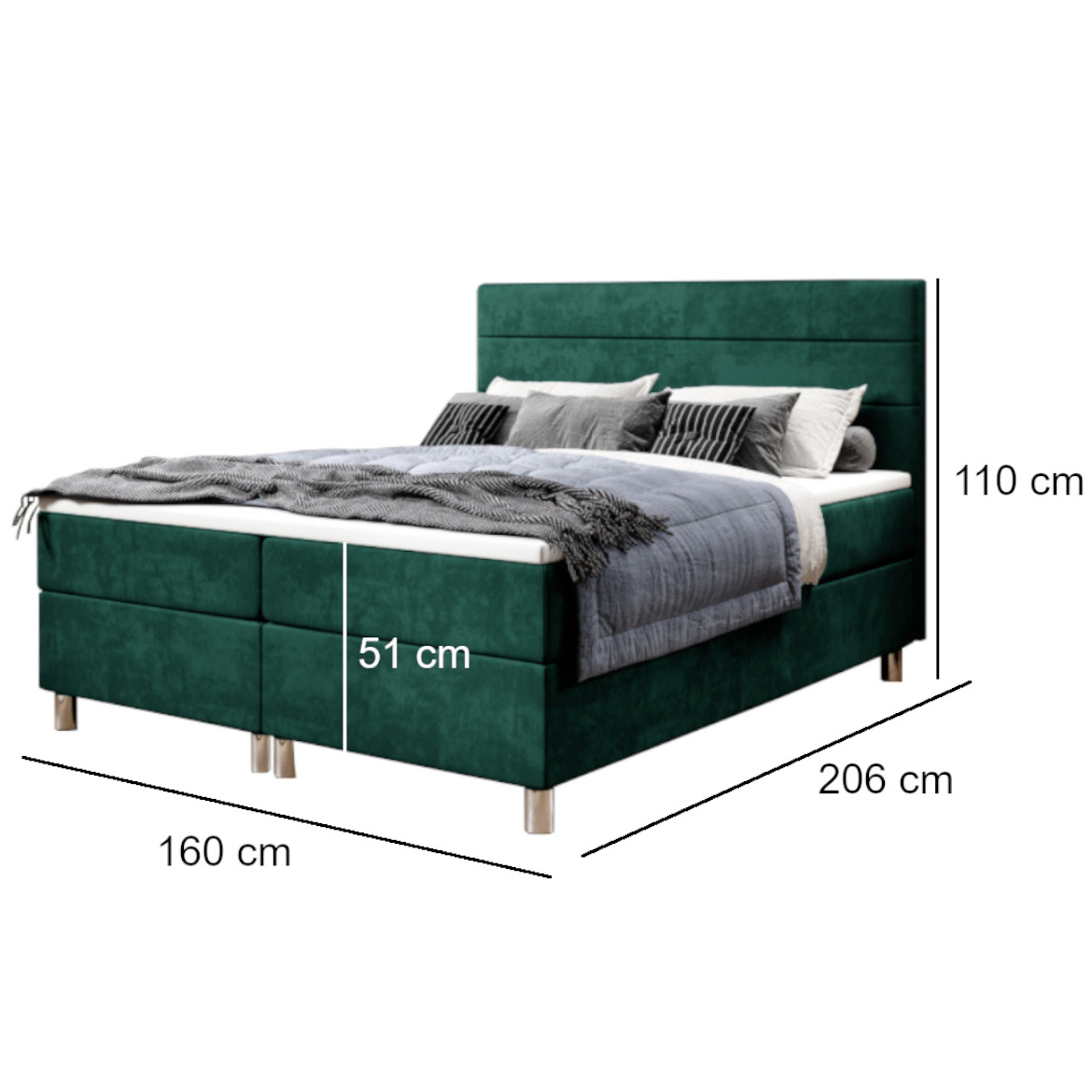 Calipso II krevet s 2 spremnika 160x206x110 cm, zeleni