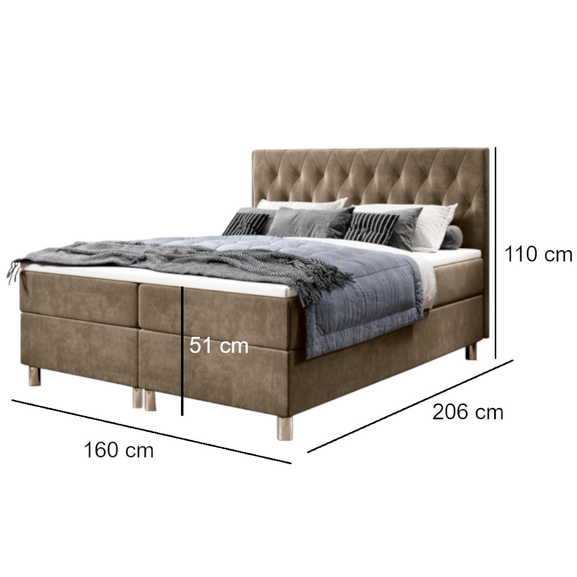 Krevet Calipso sa 2 prostora za odlaganje 160x206x110 cm bež