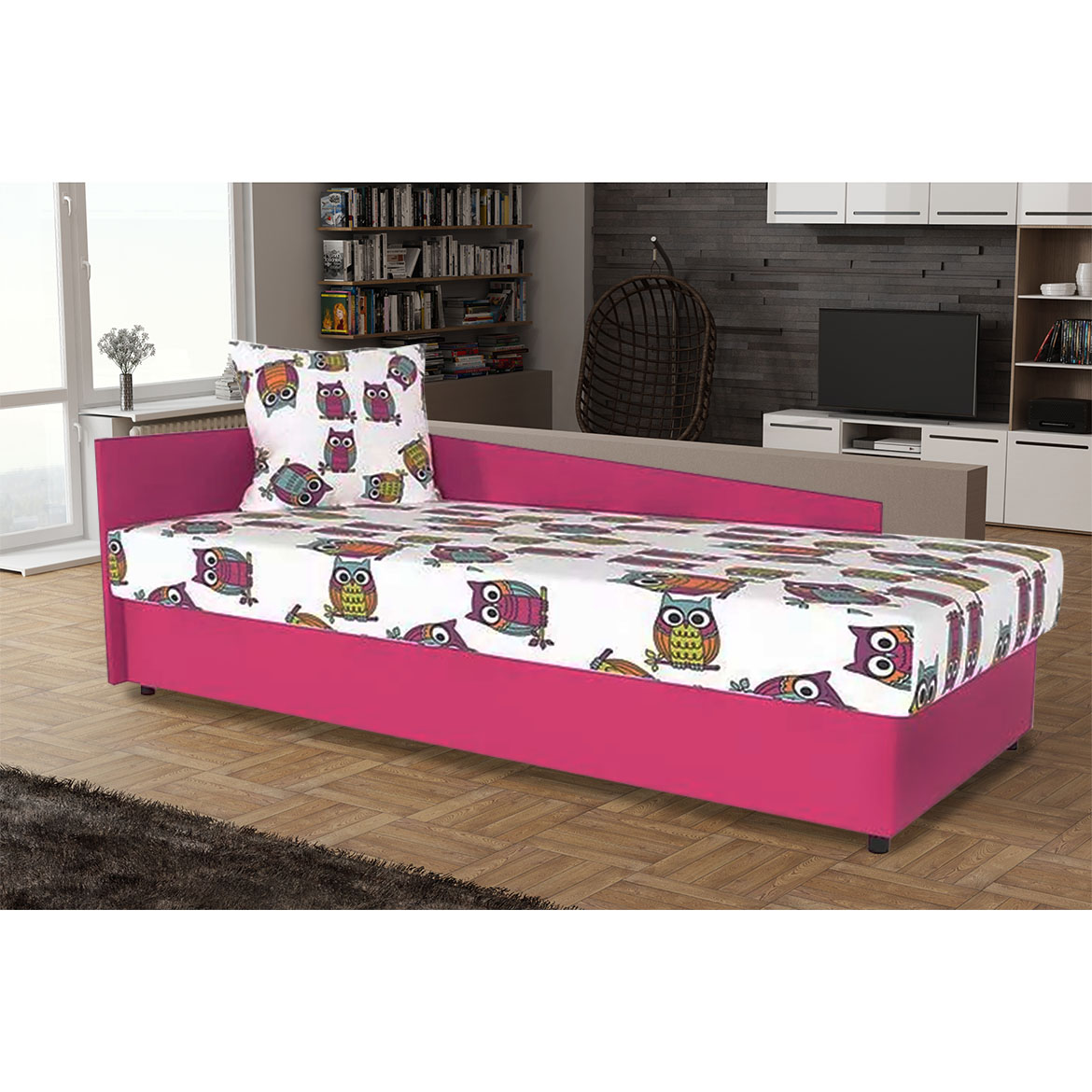 Krevet Jacek sa levim prostorom za odlaganje 84x205x63 roze