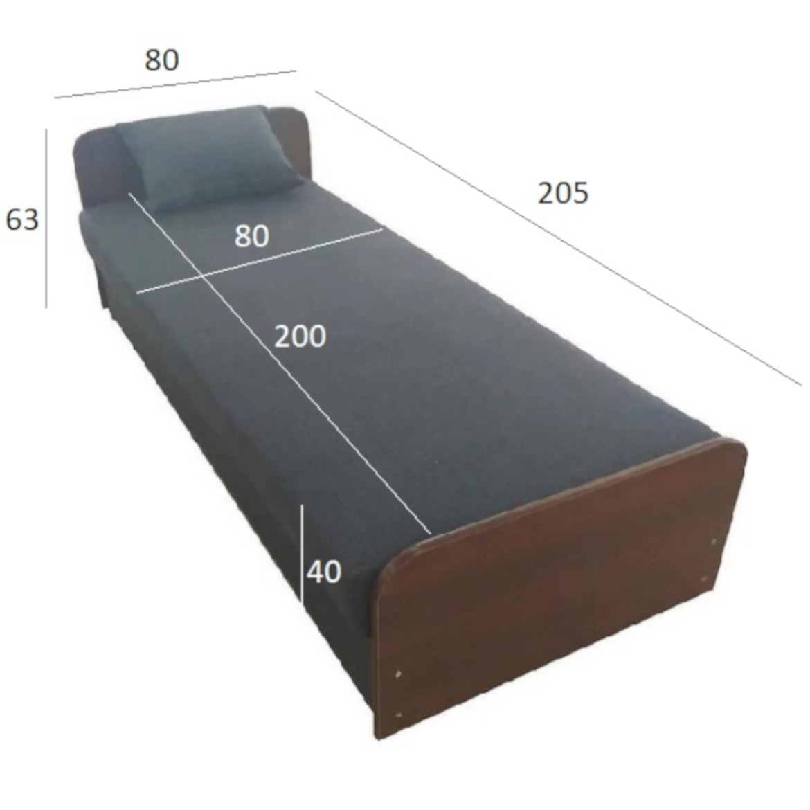 Krevet Jas sa prostorom za odlaganje 84x205x63 plavi