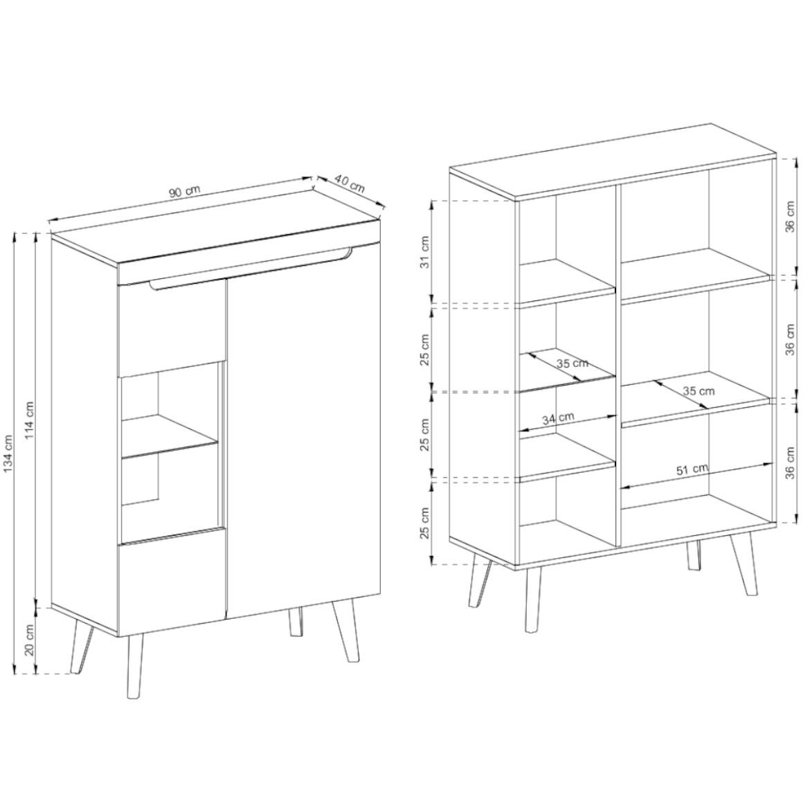 Nordi vitrina 2 vrata 90x40x134 cm bela/natur