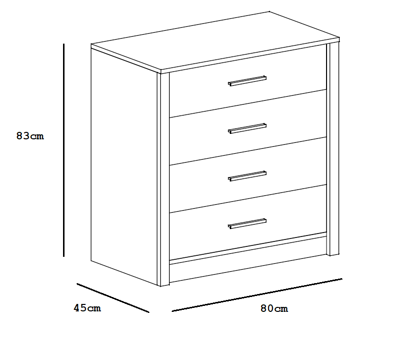 Genewa I komoda 4 fioke 80x45x83 cmnatur (sonoma hrast)
