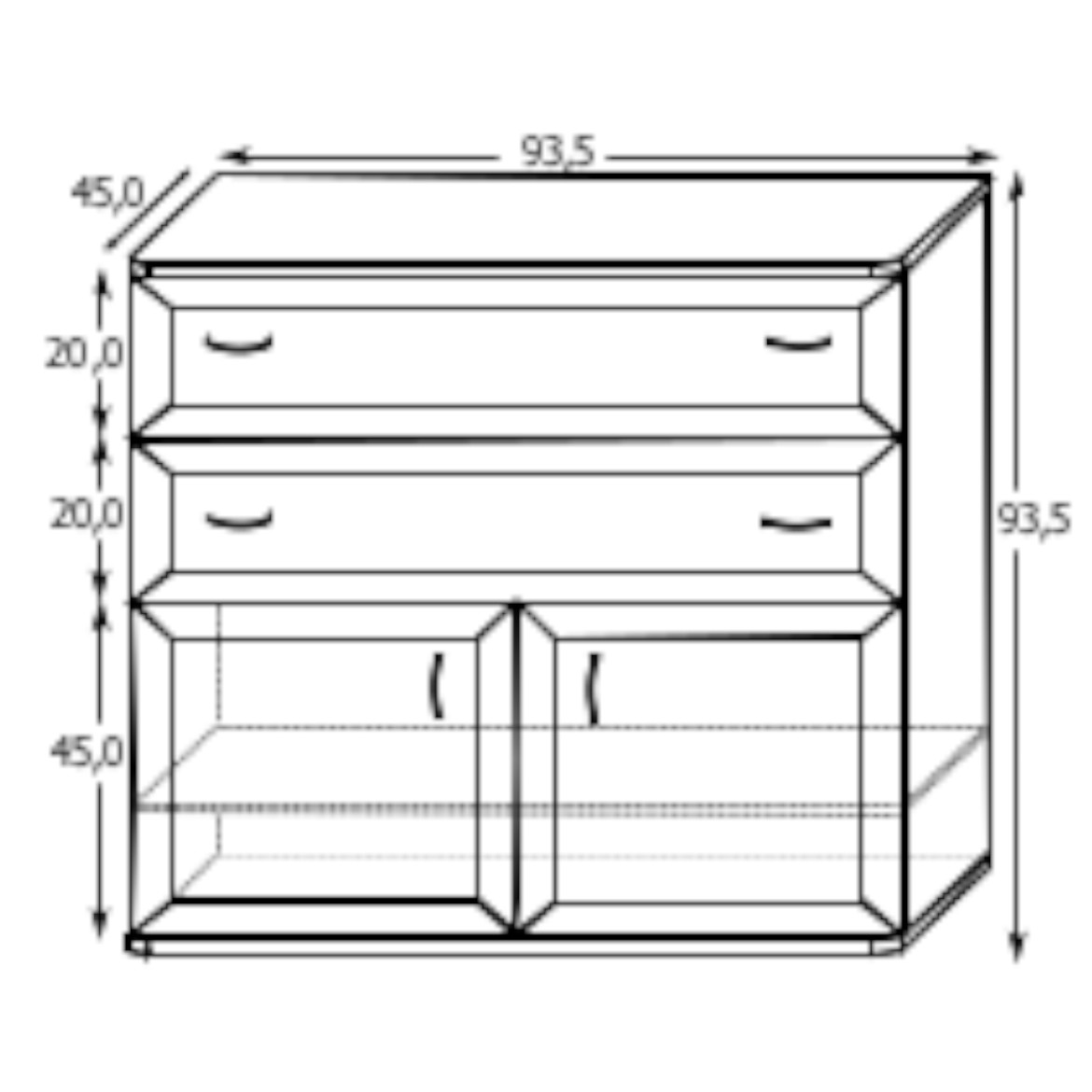 Retro komoda 4 fioke 93,5x45x93,5 cm natur (sonoma hrast)