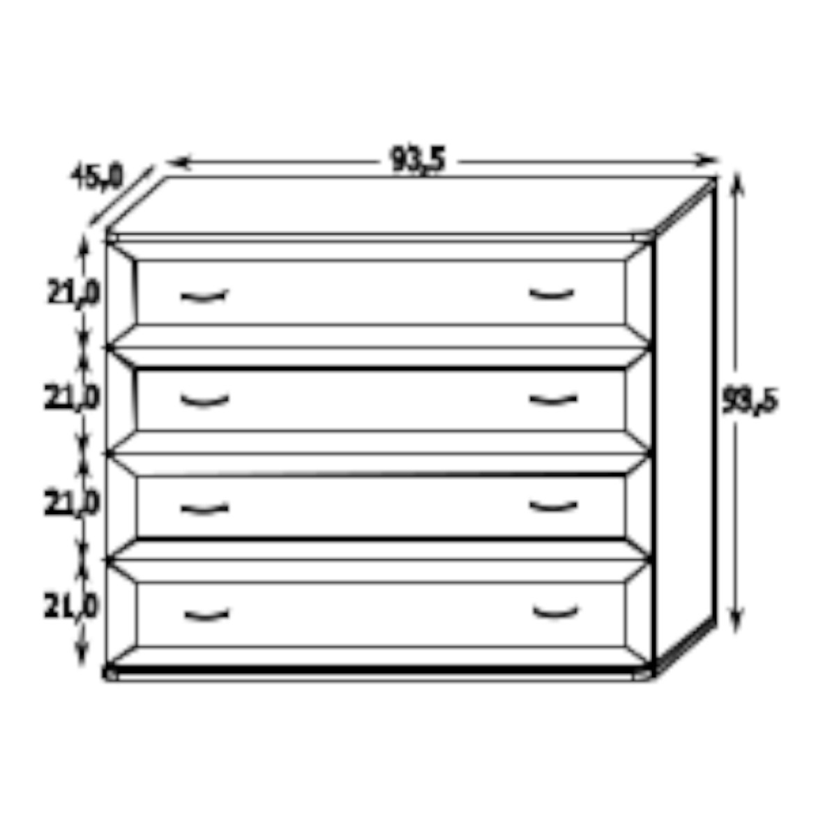 Iwa komoda 4 fioke 93,5x45x93,5 cm bela