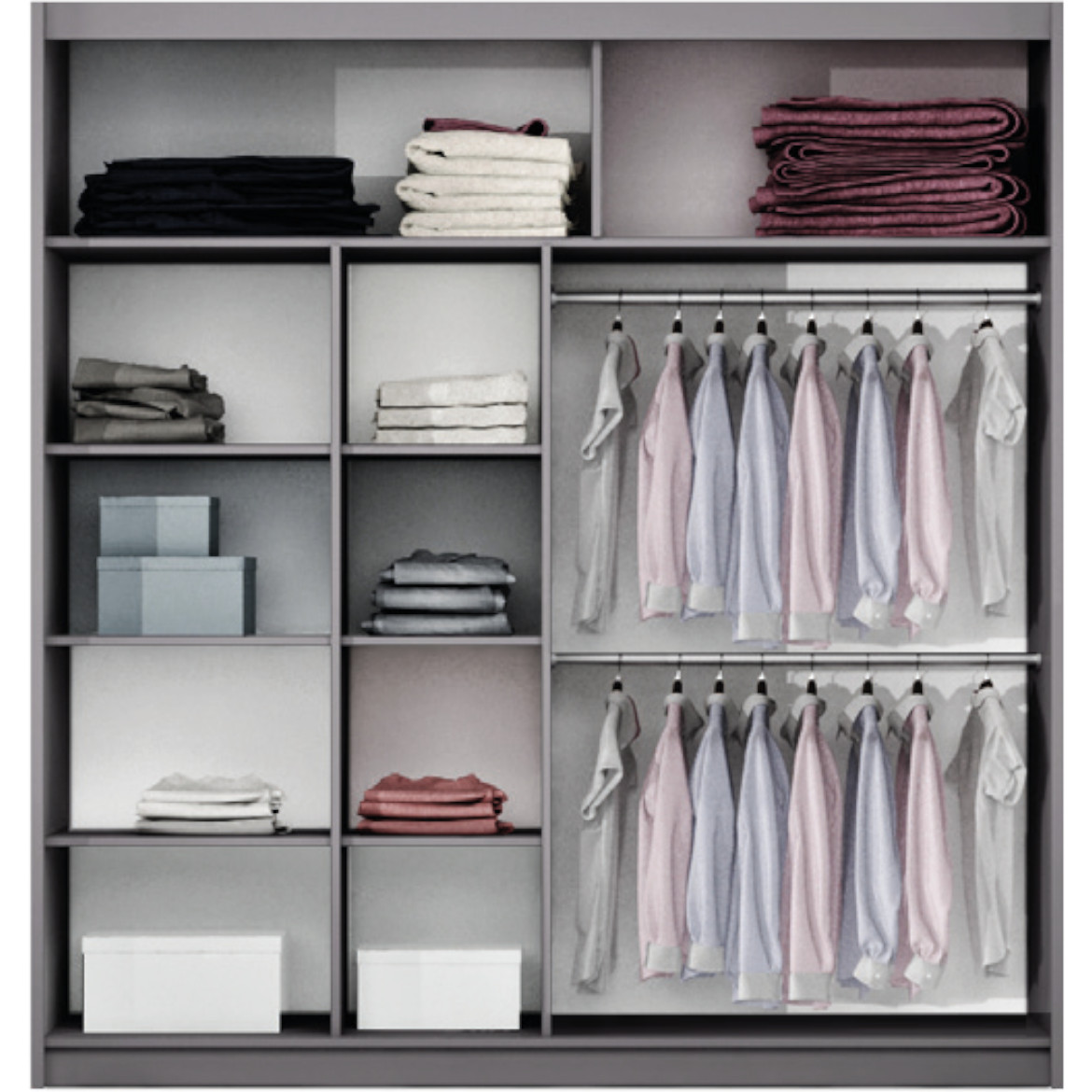 Ormar TORINO 2 vrata 203x61x215 cm sivo/crna