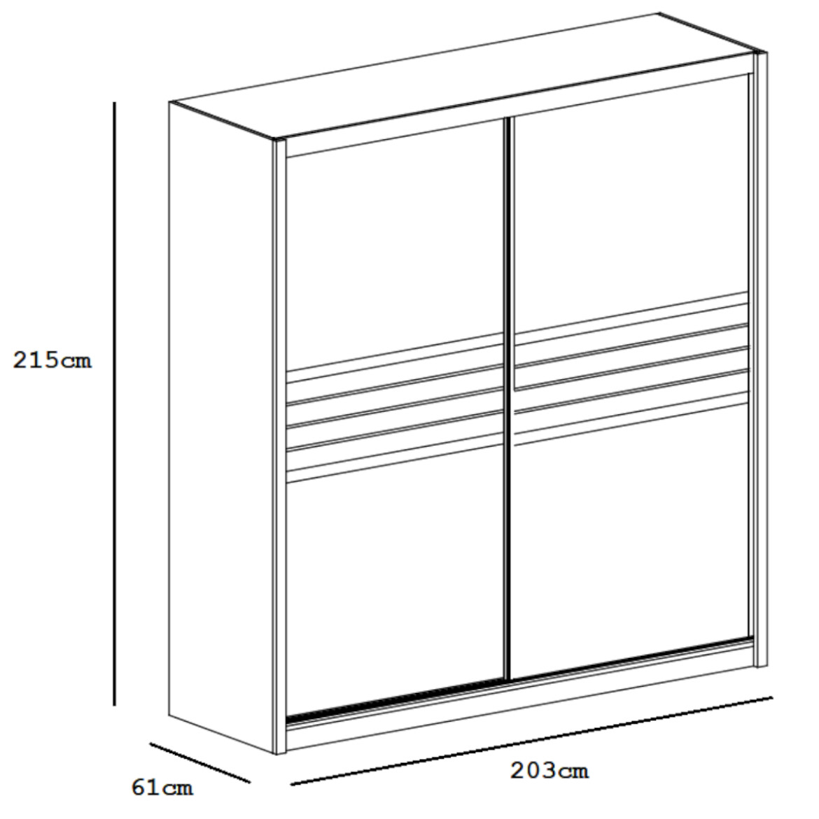 Ormar TORINO 2 vrata 203x61x215 cm sivo/crna