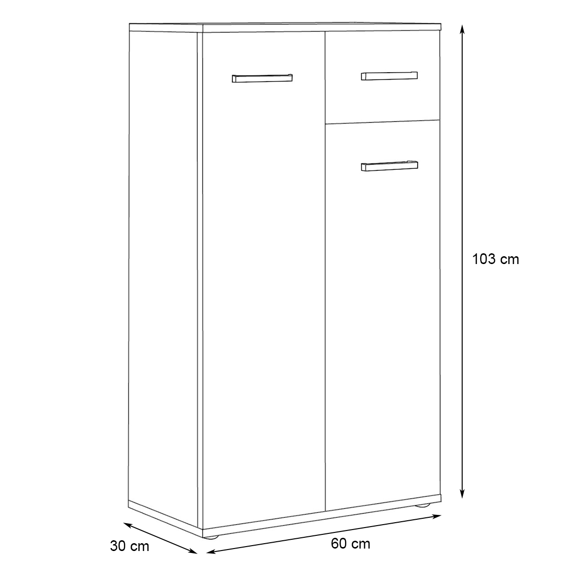 Justus komoda 2 vrata + 1 ladica 60x30x103 bijelo/crna