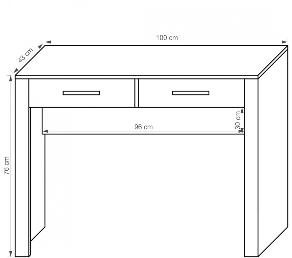 Cezar radni sto 2 fioke 100x43x76 cm wenge/beli