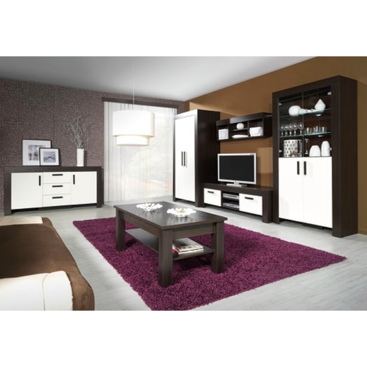 Cezar vitrina leva 2 vrata 60x42x201 cm tamno braon/bela