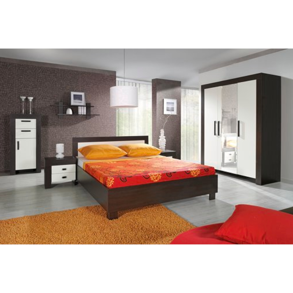 Cezar vitrina leva 2 vrata 60x42x201 cm tamno braon/bela