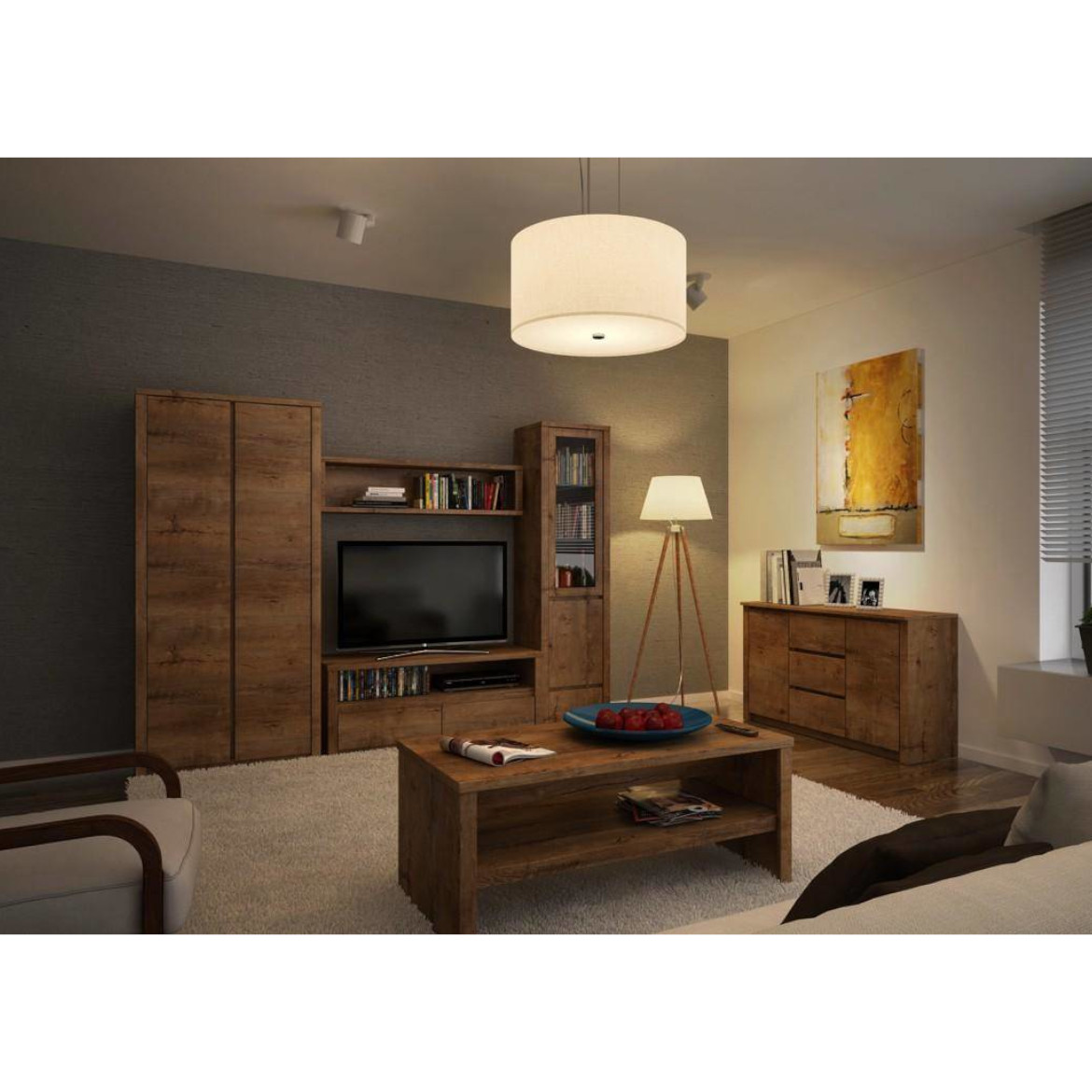 Komoda Montana 2 vrata+3 fioke 140x43x80 tamni hrast
