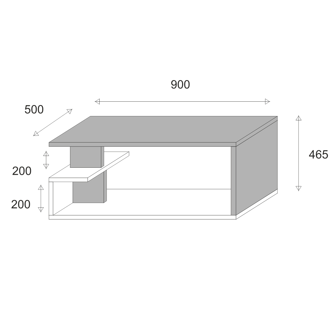 Klub sto Dante 90x50x46,5 cm natur/beli