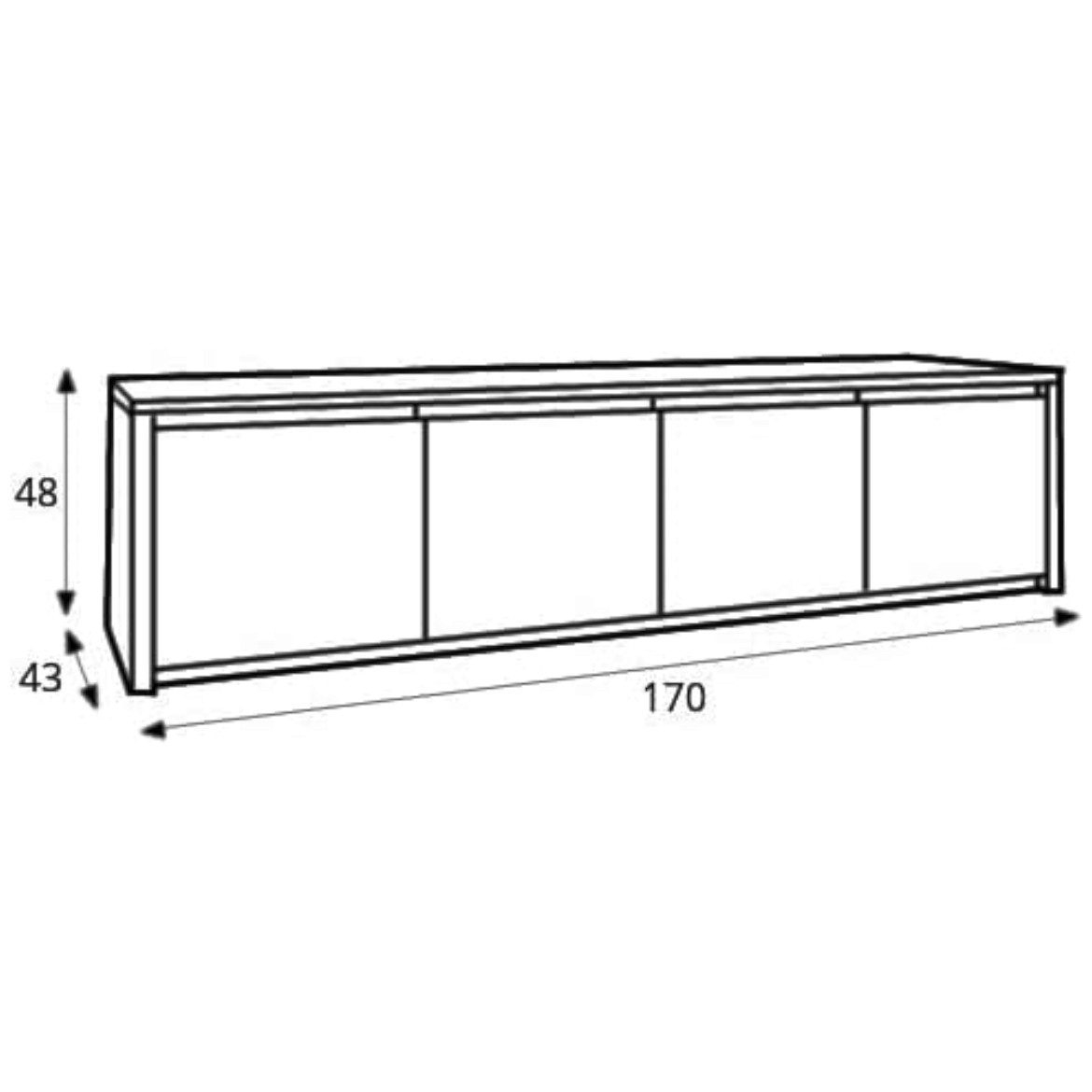 Montana TV komoda 4 vrata 170x48x48 cm tamni hrast