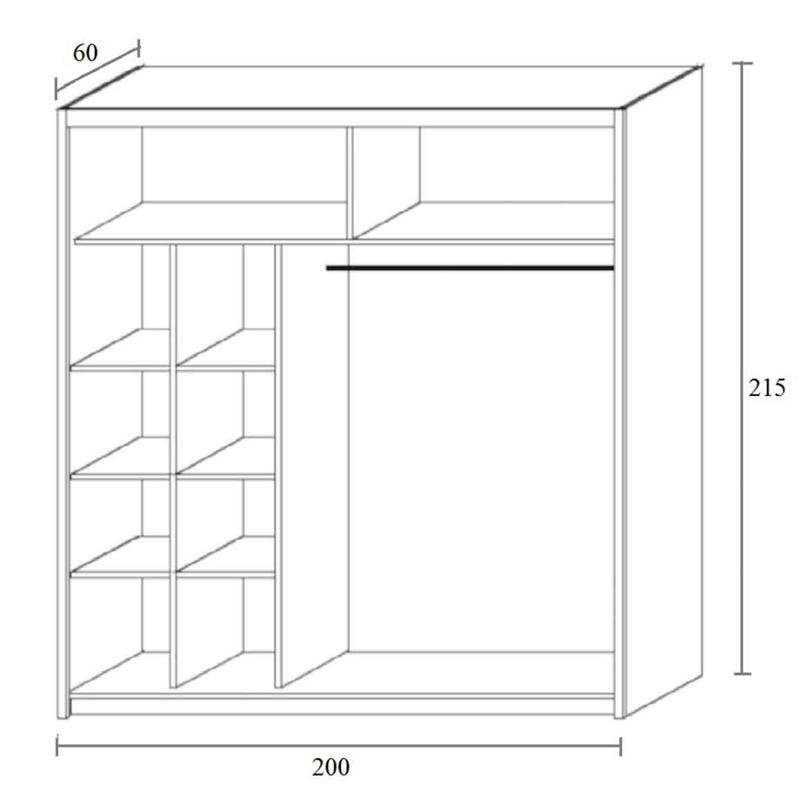 Ormar Ola crna 200cm / Ogledalo