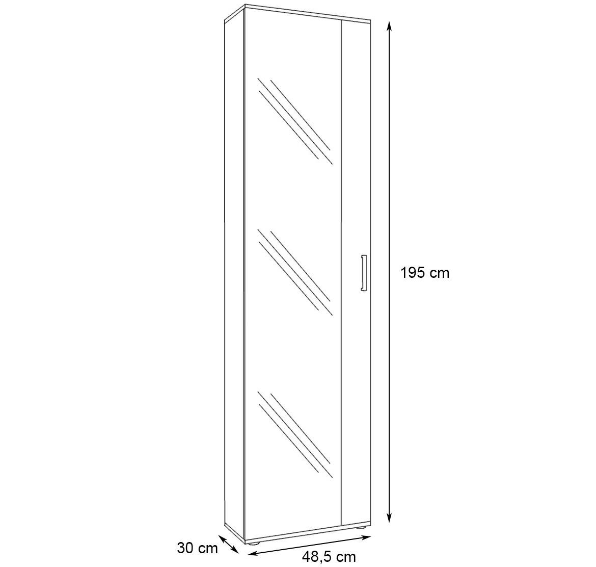 Justus ormar 1 vrata 48,5x30x195 cm beli/natur