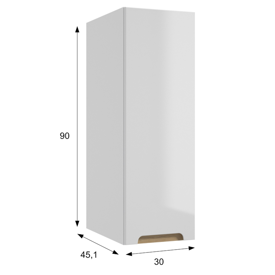 Fresh kupaonski ormaric 1 vrata 30x45,1x90 cm bijeli