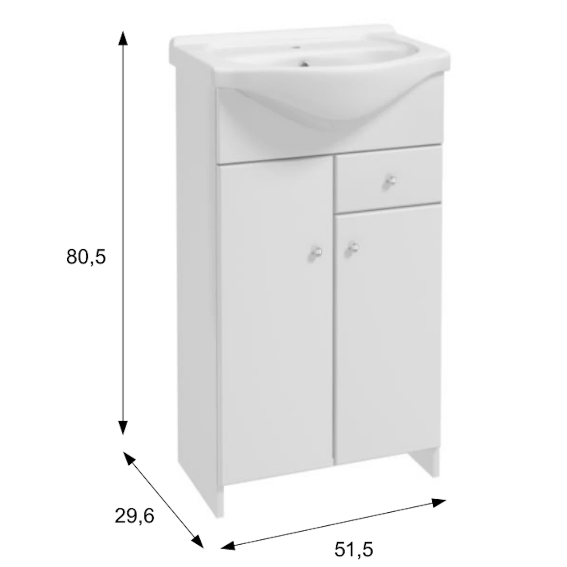 Mercado baza sa umivaonikom D55 51,5x29,6x80,5 cm bela
