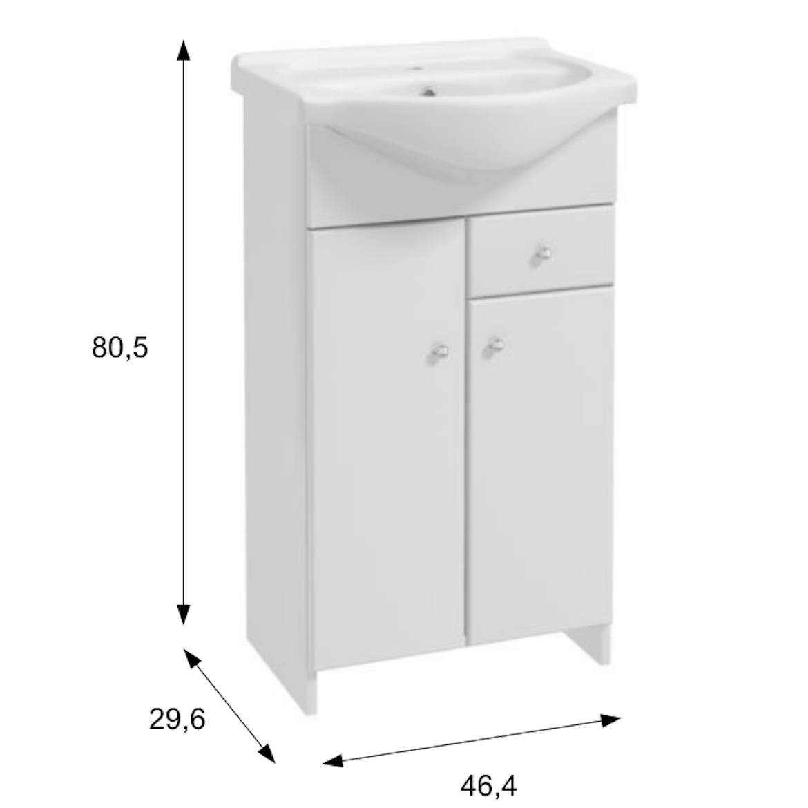 Mercado baza sa umivaonikom D50 2 vrata + 1 fioka 46,4x29,6x80,5 cm bela