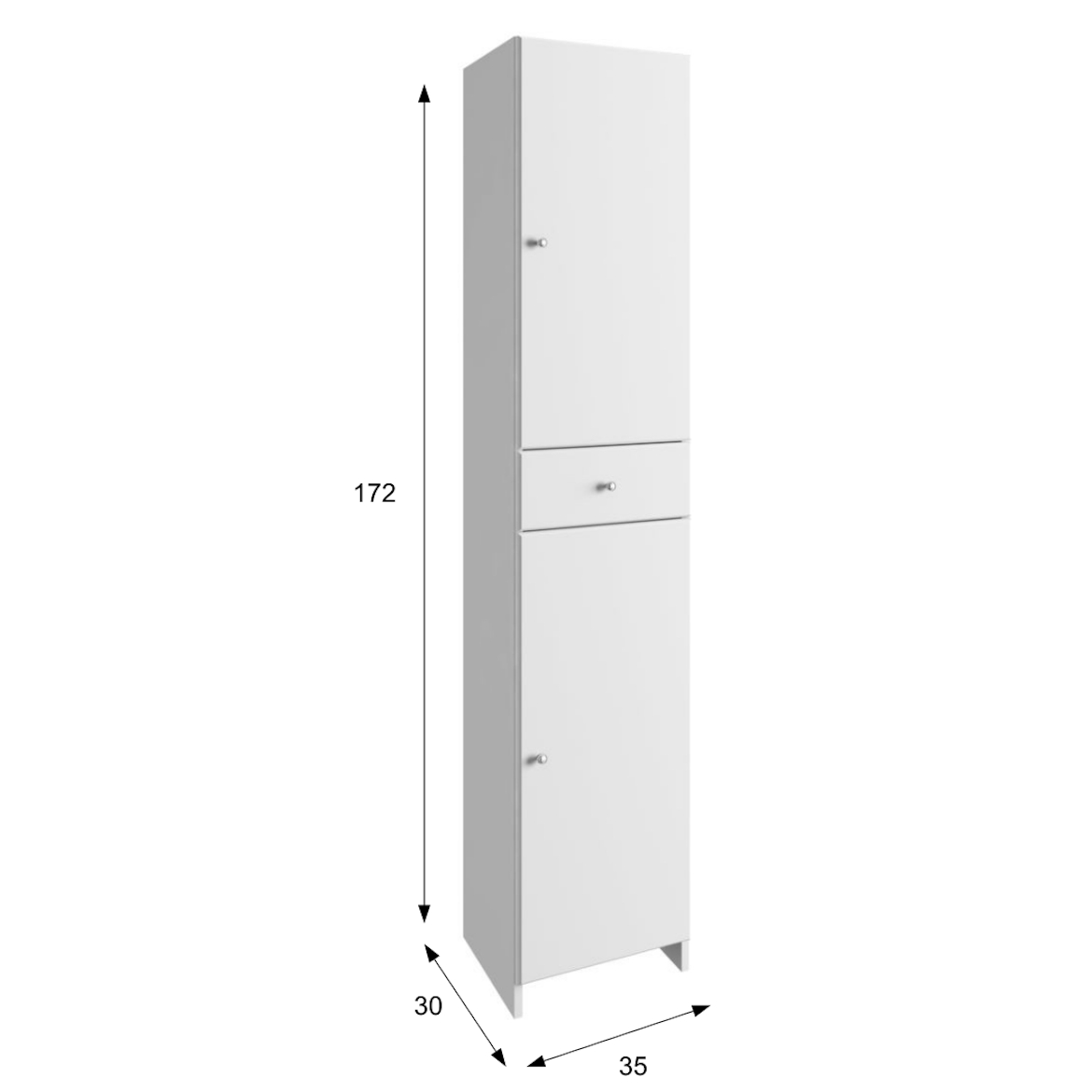 Mercado kupatilski ormaric 2 vrata + 1 fioka 30x35x172 cm  beli