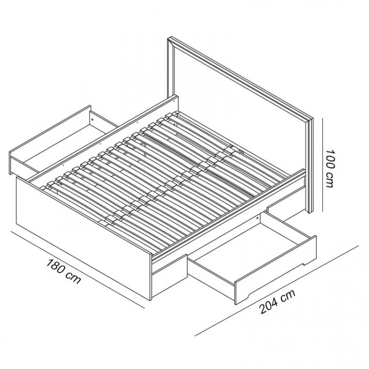 Finesse krevet sa podnicom 180x204x100 cm hrast