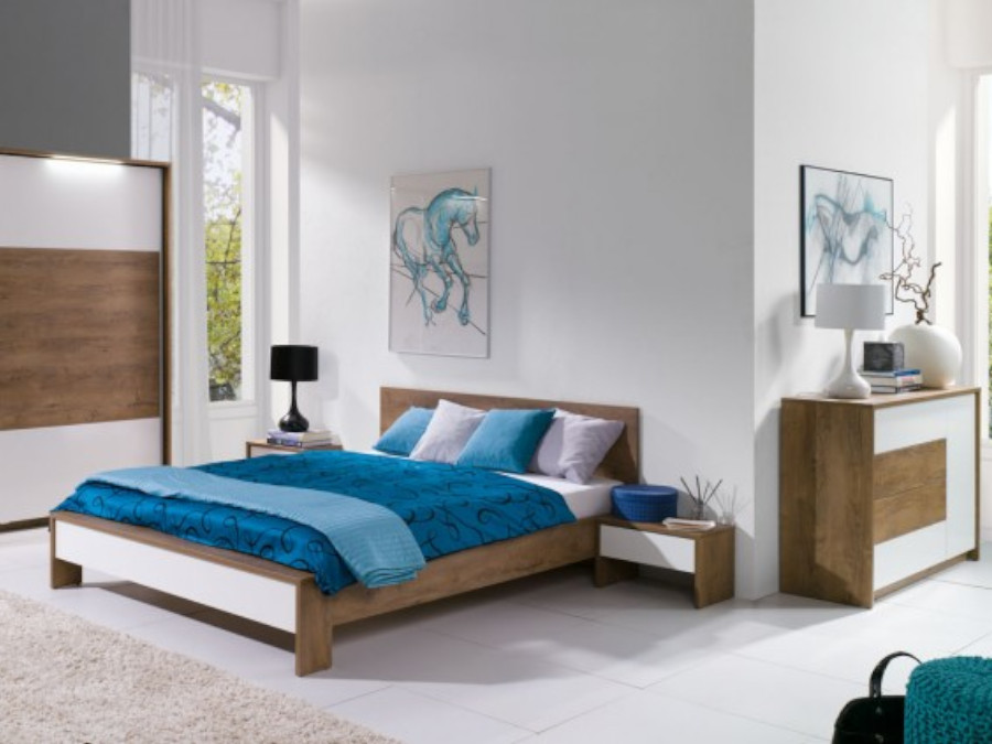 Krevet Latika 168x219x80 hrast/bela