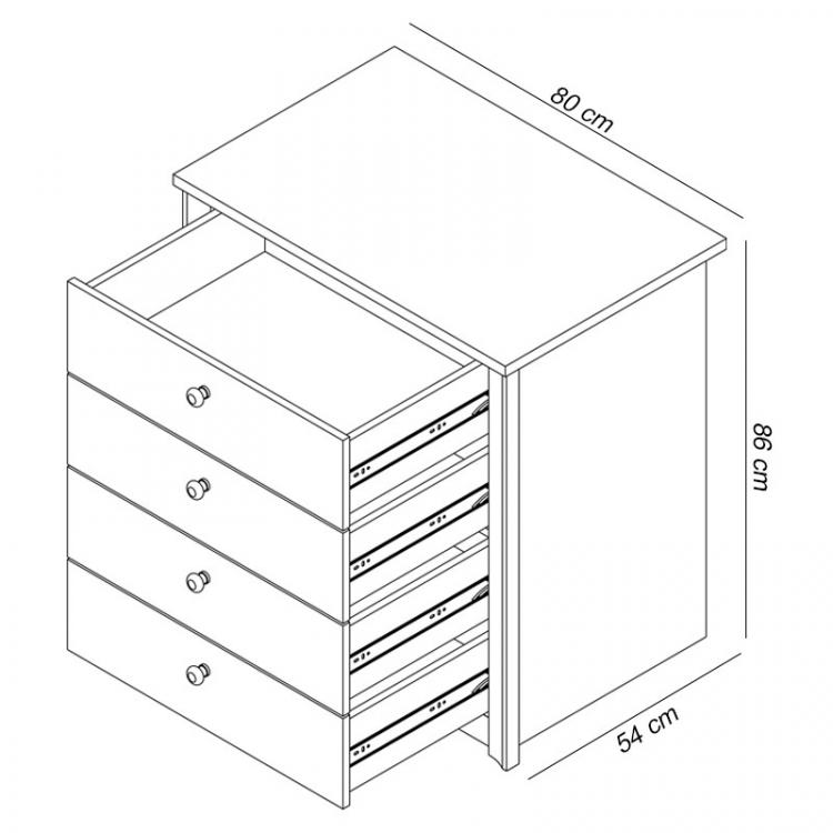 Finesse komoda 4 fioke 80x54x86  natur