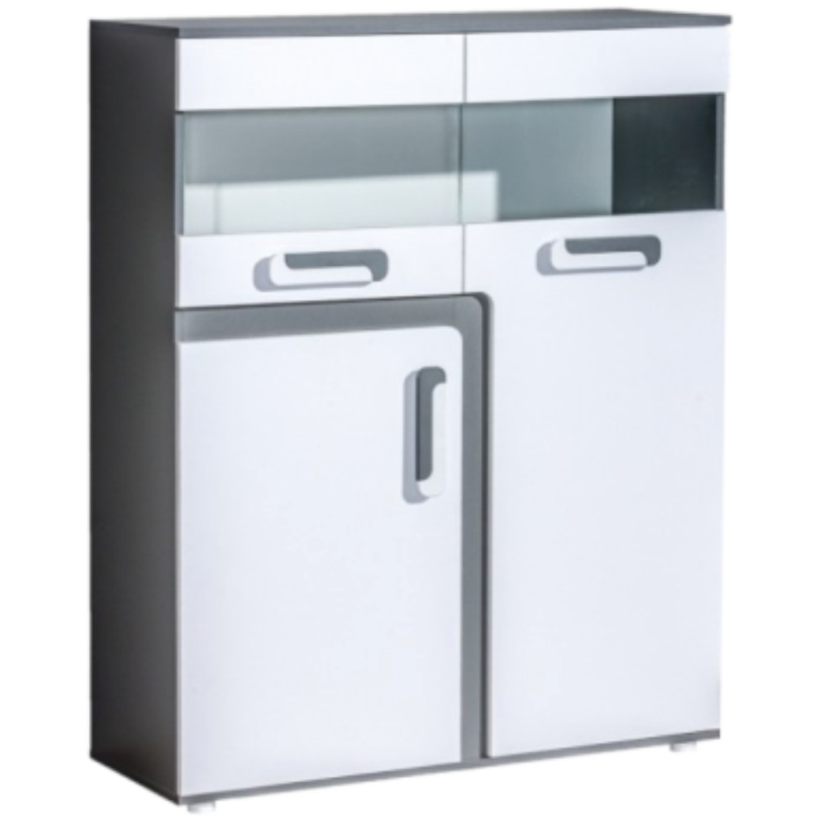 Apetito komoda 3 vrata 110x40x136  sivo/bela