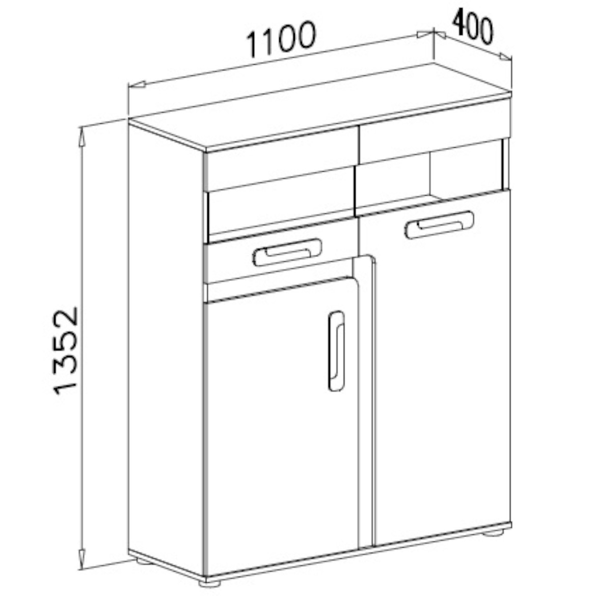 Apetito komoda 3 vrata 110x40x136  sivo/bela