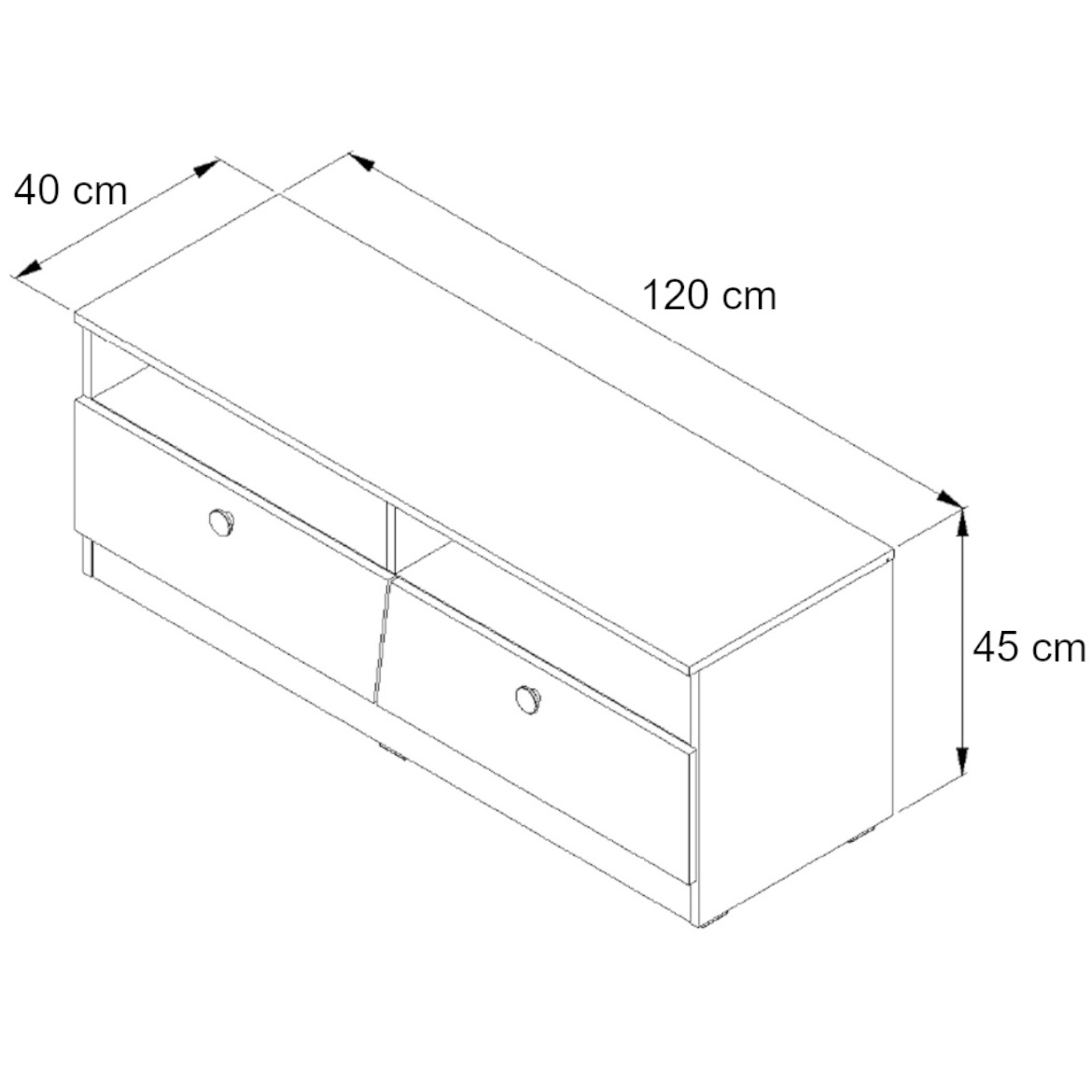 Nero TV komoda 08 2 fioke 120x40x45 cm crni mat