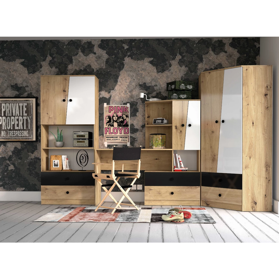 Nero polica 80x20x17 sjajno crna