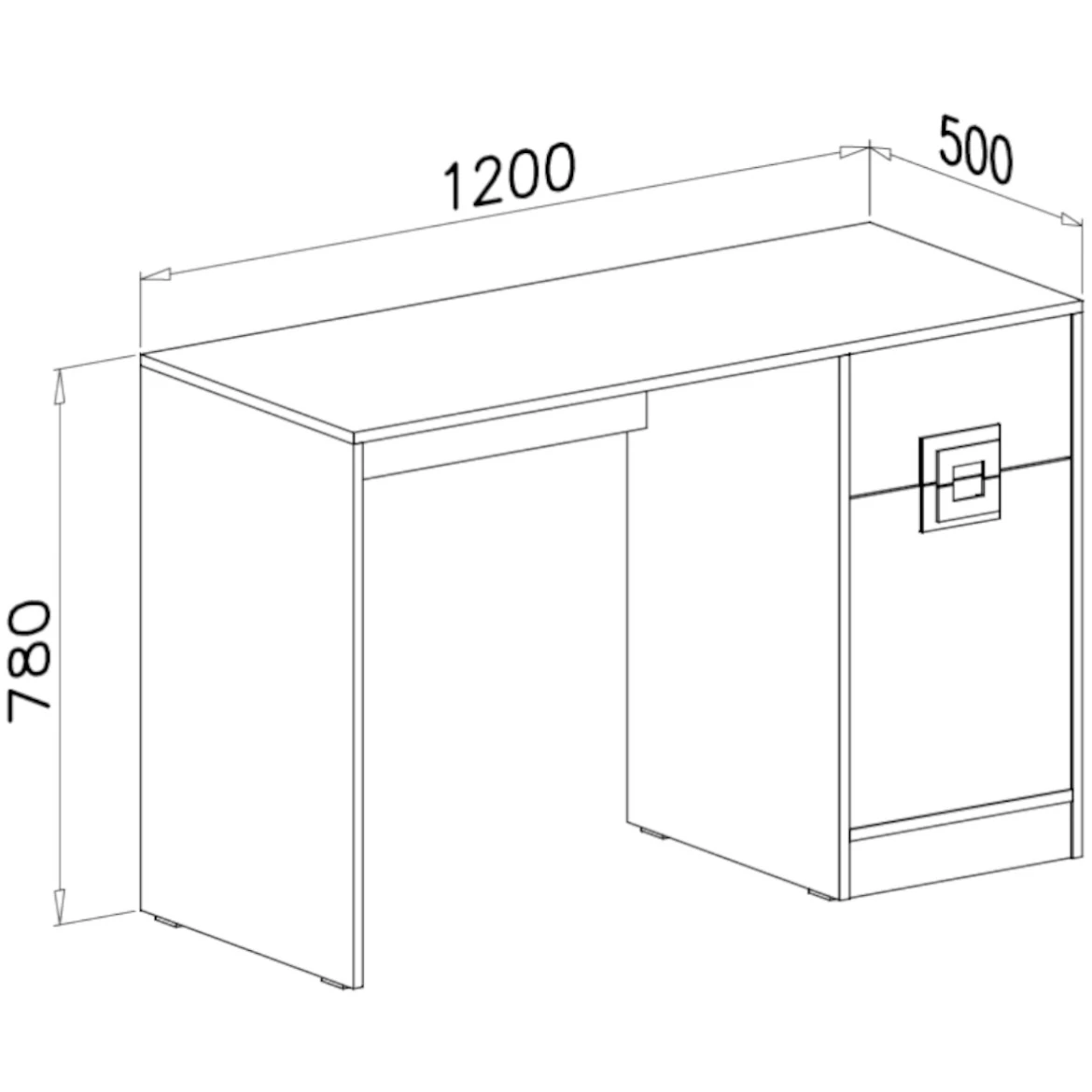 Niko radni sto 1 vrata+1 fioka 120x50x78 cm beli/svetli hrast