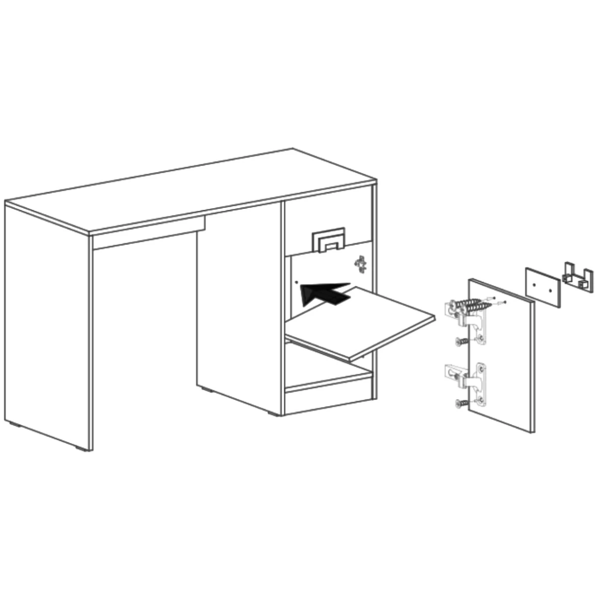 Niko radni sto 1 vrata+1 fioka 120x50x78 cm beli/svetli hrast